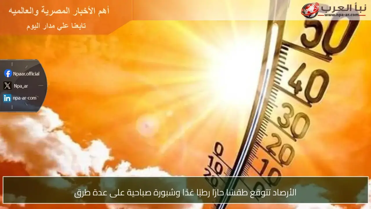 الأرصاد تحذر من طقس حار رطب وشبورة صباحية غدًا على الطرق